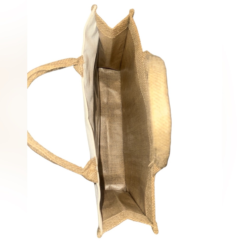 Stella Rosa Tan and Cream Burlap Tote Bag with Transparent Panel used for Wine - Picture 5 of 5